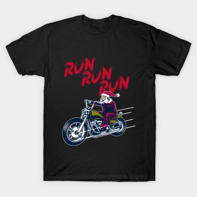 Motorcycle Classic Santa Claus Biker Christmas Run T-Shirt T-Shirt by geekandgamerstore